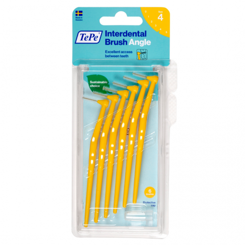 TePe Interdental Brush Angle Μεσοδόντια Οδοντόβουρτσα Κίτρινο 0.7mm Μέγεθος 4, 6 τεμάχια